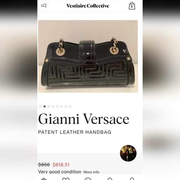 GIANNI VERSACE COUTURE Patent Leather Shoulder  Bag